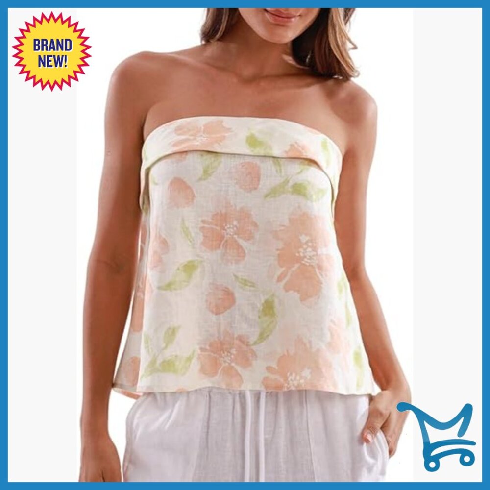 Women's Linen Wrap Top Back Tie Tube Blouse Summer Boho Casual